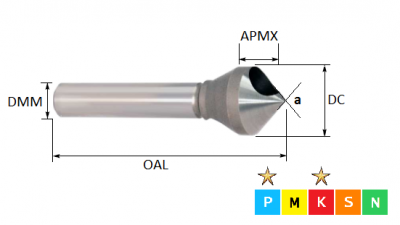 10.0mm  1 Flute HSSCo 90 Degree Deburring Countersink (Plain Shank)